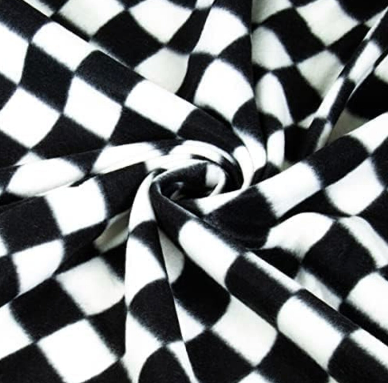 FabricLA | Fleece Fabric By The Yard | 72"X60" Inch Wide | Anti Pill Polar Fleece | Soft, Blanket, Throw, Poncho, Pillow Cover, PJ Pants, Booties, Eye Mask | Checkers - White Black (2 Yard)